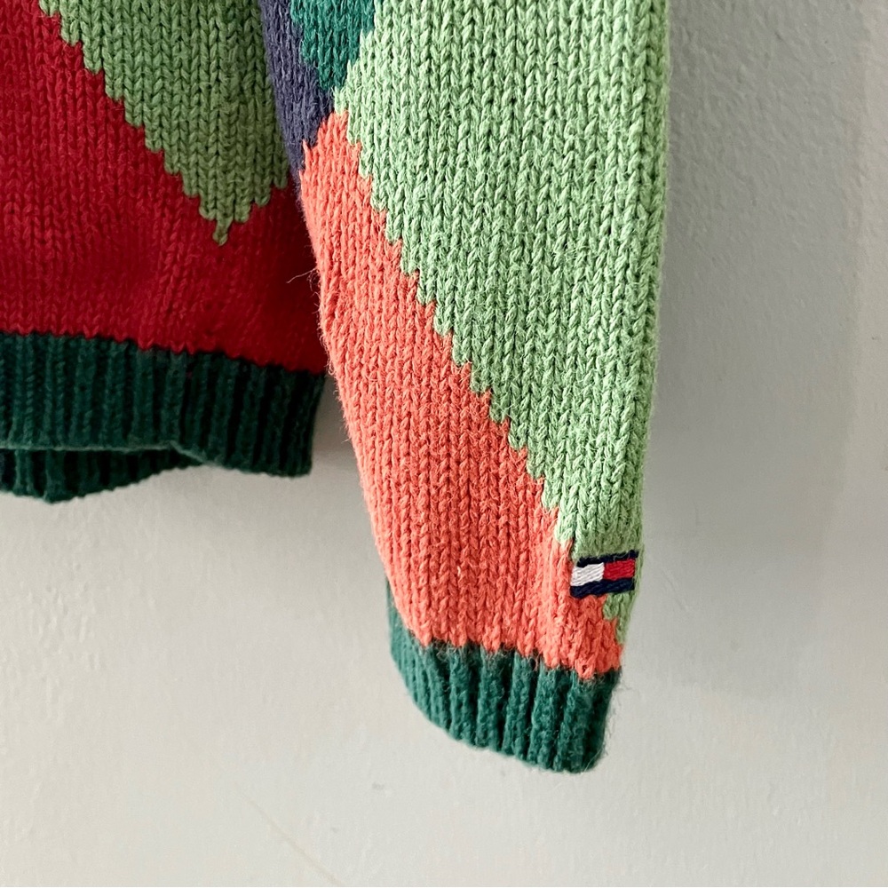 TOMMY HILFIGER Jeans ‘00s Multicolored Argyle V-Neck Sweater - Picture 4 of 6